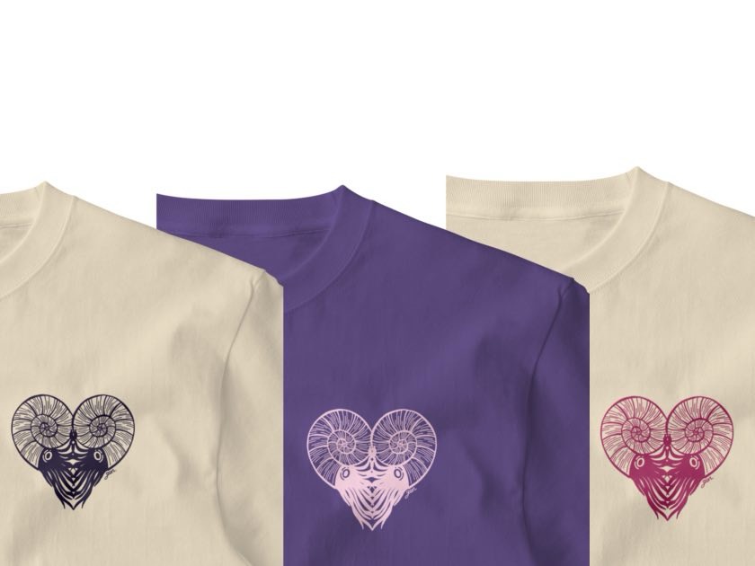 Ammonite Hearts. アンモナイト ハート SUZURI ワンポイントTシャツ