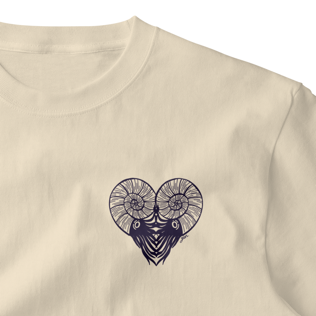 Ammonite Hearts. 〈 藍-Ai- 〉アンモナイト ハート SUZURI ワンポイントTシャツ